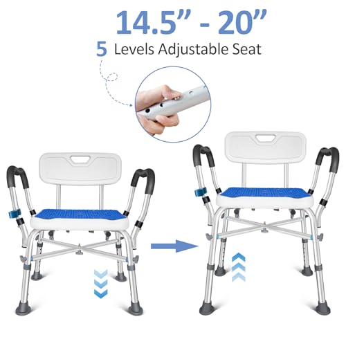 KingPavonini Shower Chair for Inside Shower, 550LBs Heavy Duty Bath Chair with Arms, Medical Shower Seat, Bath Stool Safet...