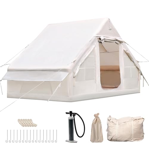 Inflatable Camping Tent, Glamping Inflatable Tent for Camping, 4 Season Water&Windproof Outdoor Oxford Blow Up Cabin Tent ...