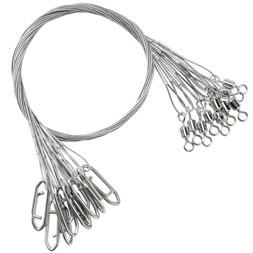 AMYSPORTS High Strength Fishing Leaders Steel Heavy Duty Fishing Leader Wire Line Stainless Wire Leaders Saltwater White N...