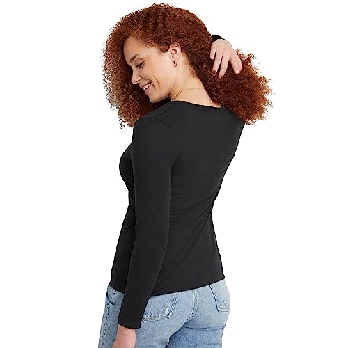 Hanes Womens Originals Long Sleeve Cotton T-Shirt, Lightweight Crewneck Tee, Modern Fit