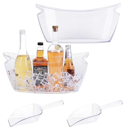 2-Pack Clear Ice Bucket Set – Beverage Tub & Champagne Bucket,Perfect for Mimosa Bar Supplies,Ice Buckets for Parties,and ...