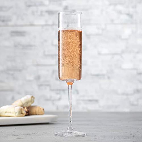 JoyJolt Champagne Flutes, Claire Collection Crystal Champagne Glasses Set of 2, 5.7 Ounce Capacity, Exquisite Craftsmanshi...