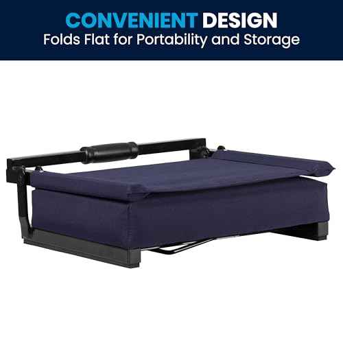 Flash Furniture Grandstand Portable Stadium Seat for Bleachers or Benches, Folding Padded Stadium Chair with Carrying Handle, 500 lb. Weight Capacity, Navy