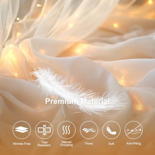 HOLITS Tulle Curtain Backdrop with 300 LED Fairy Lights for Parites Wrinkle-Free Sheer Curtain Drapes Photo Back Drop for ...