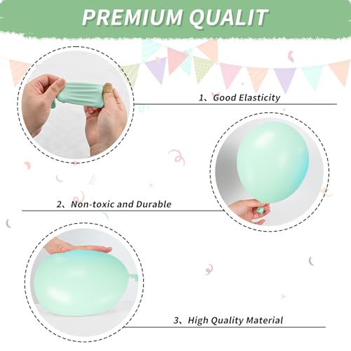Blue and Green Balloons, Slate Blue Balloon Arch Kit,Baby Blue Light Green Balloons for Baby Shower Boy Birthday Party Bac...