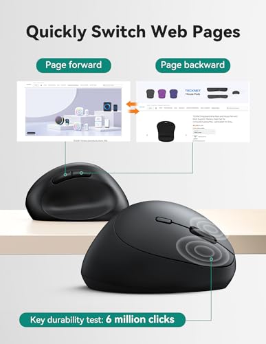 TECKNET Ergonomic Mouse, 4800 DPI 5 Adjustable DPI Levels, Wireless Vertical Mouse, 6 Buttons, 2.4G Silent Mouse for Lapto...