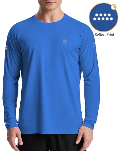 Roadbox Men's UPF 50+ Swim Rash Guard, Long Sleeve UV Sun Protection SPF Water Shirts Quick Dry for Outdoor Fishing Hiking