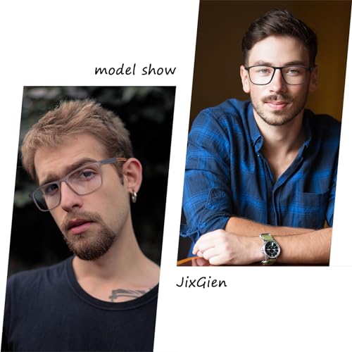 JixGien 2 Pack Reading Glasses for Men，Sports Style Blue Light Blocking Readers with Anti Glare Filter Lightweight Eyeglasses
