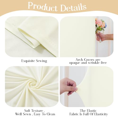 Ivory 7.2FT Arch Backdrop Cover with Lights String Wedding Arch Covers Stretchy Backdrop Party Baby Shower Bridal Shower P...