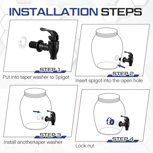 Honoson 4 Sets BPA-Free Replacement Faucet, Reusable Spigot Spout Lever Pour Dispenser for Valve Crock Tap for Outdoor Wat...