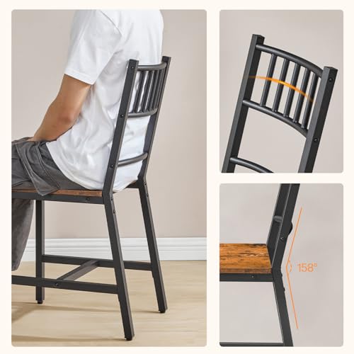 HOOBRO Kitchen Chairs Set of 2, Wooden Dining Room Chairs with Metal Frame, Dining Chairs with Back, Easy to Assemble, Far...