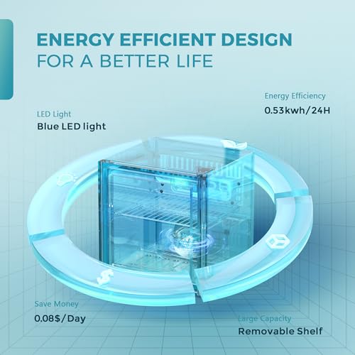 EUHOMY 48 Can Beverage Refrigerator cooler-Mini Fridge Glass Door for Beer Drinks Wines, Countertop Beverage Fridge with A...