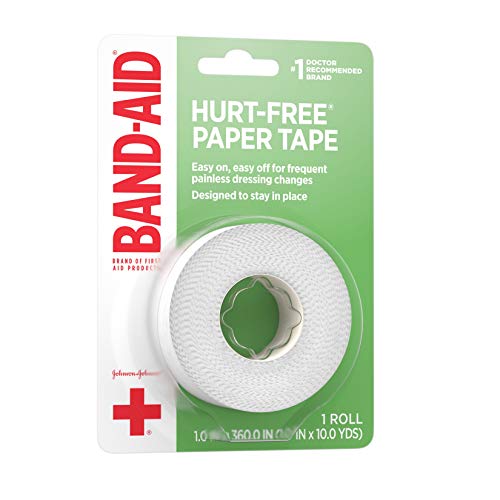 Band-Aid Brand First Aid Hurt-Free Medical Adhesive Paper Tape for Wound Dressings, 1 in by 10 yd