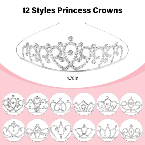 TOBATOBA 12Pcs Tiaras for Women Girls Sparkling Rhinestone Princess Tiaras Pack Crowns for Women Girls Bluk for Birthday P...