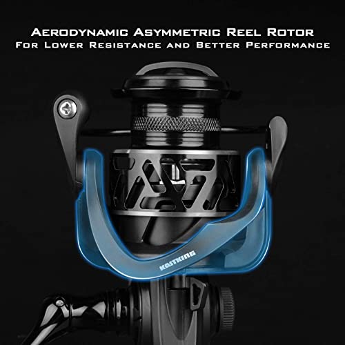 KastKing Zephyr Spinning Reel,Size 1000 Fishing Reel & KastKing Crixus Fishing Rods, Spinning Rod 6ft 6in-Medium - Fast-2pcs