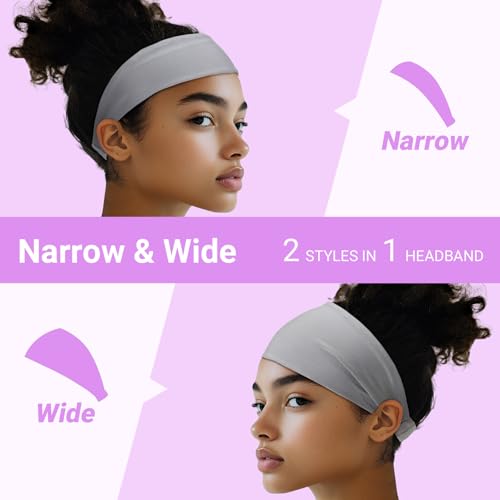 Sweat Absorb Headband for Men & Women, Athletic Headband for Running Yoga Workout, Wide Fashion Headband for Daily, 4" Wid...