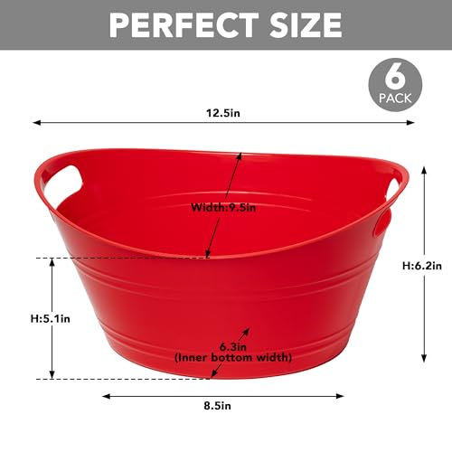 Tiawudi 6 Pack Ice Buckets with Handles, Ice Drink Tub for Party & Bar, Wine Beer Champagne Beverage Bottle Cooler, Plasti...