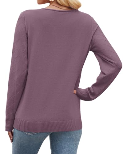 WIHOLL Sweaters for Women V Neck Casual Knit Long Sleeve Tops Lightweight Pullover Clothes Fall Fashion Outfits 2026