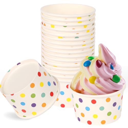 zandfelo 50 Pcs 5.5 oz Ice Cream Cups, Disposable Ice Cream Cups,Frozen Dessert Yogurt Cups, Paper Sundae Cups, Disposable...