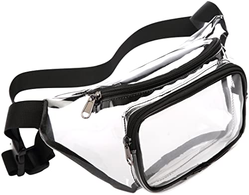 Veckle Clear Fanny Pack Stadium Approved - Waist Range 33” - 47“ Transparent Belt Bag for Women Men Clear Bag for Stadium ...