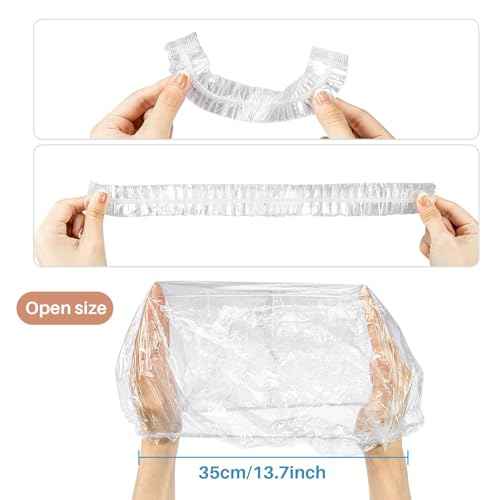 MAQIHAN 100 Disposable Shower Caps Unisex - Large Plastic Hair Caps for Deep Conditioning Shower Cap Reusable Waterproof for Women Men Hair Treatment Bath Cap for Long Hair Travel Essentials