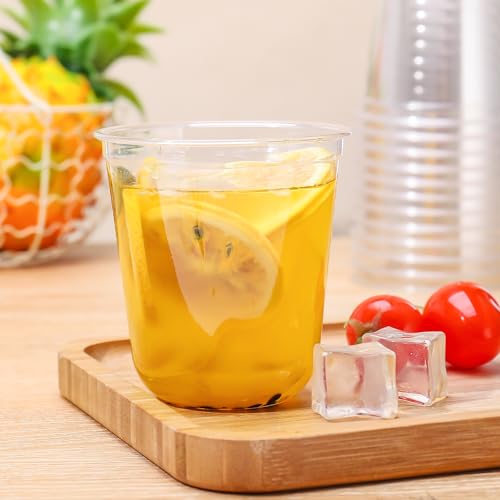 Xuelimei 12oz Disposable Stemless Glasses,PET Disposable Drinking Cups,Cold Party Clear Plastic Wine Glasses for Parties B...