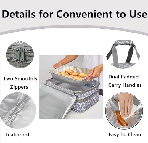 Insulated Casserole Carrier Bag - Portable Thermal Food Tote Carrying Case Bag for 9x13/11x15 Inch Pans - Keep Hot/Cold 4+...