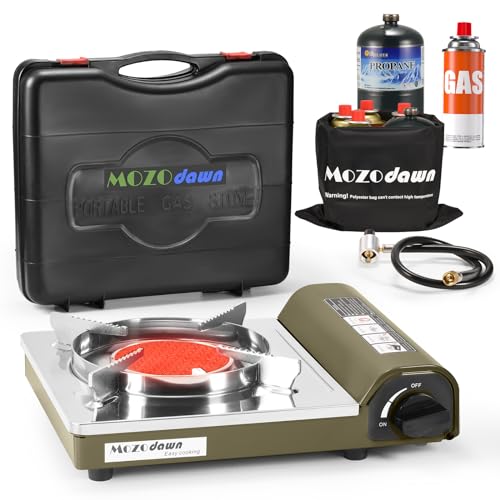 MOZODAWN Dual Fuel Camp Stove, 8000 BTU Infrared Butane & Propane Portable Gas Stove, Windproof Single Burner with Carryin...
