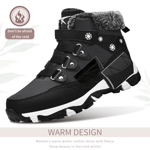 ASHION Womens Snow Boots Warm Fur Lined Winter Boots Comfortable Ankle Booties Outdoor Hiking Boots for Women