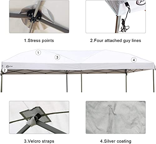 PORTAL 10x20 Canopy Replacement Cover, Pop Up Canopy Tent Top Cover Without Frame Legs Instant Patio Gazebo Pergola Sun Sh...