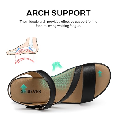SHIBEVER Dressy Wedge Sandals for Women: Summer Casual Platform Strappy Arch Support Comfortable Walking Womens Wedges San...