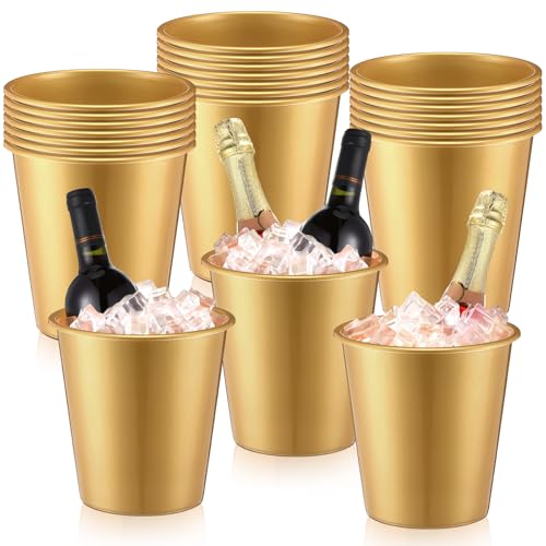 Layhit 24 Pcs Plastic Ice Buckets for Parties 3 Liters Wine Bucket Portable Ice Holder Disposable Wine Cooler for Party We...