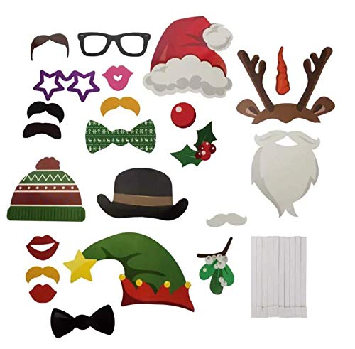 Festive Holiday Christmas Photo Booth Props with Card Frame Holiday Party Decoration and Entertainment