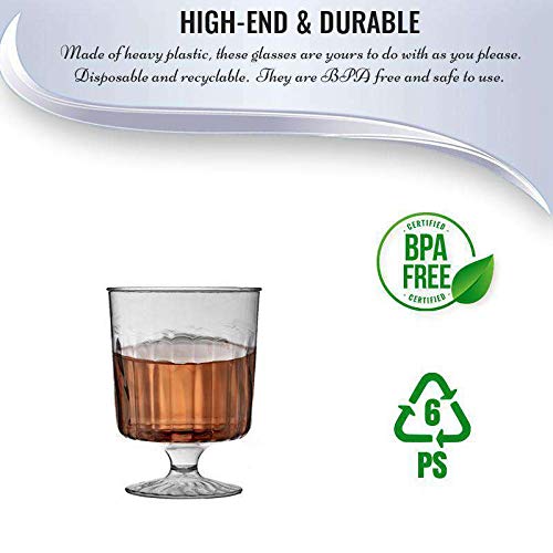 Elegant Clear Plastic Pedestal Wine Glasses - 8 oz. (Pack of 10) - Perfect for Celebrations, Gatherings, and Everyday Dining