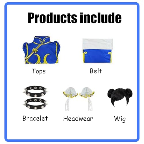 Ladies'Anime Character Costumes, Blue Cheongsam Dress, Halloween Costume Warrior Jumpsuit