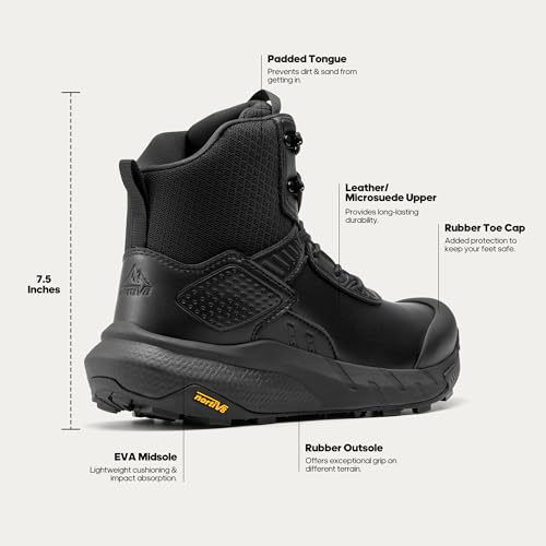 NORTIV 8 Men's Waterproof Military Tactical Hiking Work Boots Leather Motorcycle Combat Lightweight Non-Slip Boots for Men...