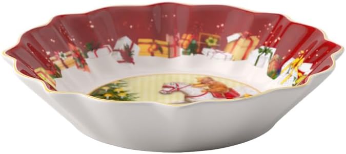 Villeroy & Boch Toy's Fantasy Christmas Pastry Bowl, Premium Porcelain, Colorful Festive Design