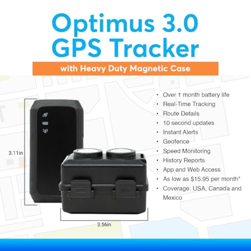 Optimus 3.0 GPS Tracker - Over 1 Month Battery - with Heavy Duty Waterproof Case and Powerful Magnets for Vehicles and Assets