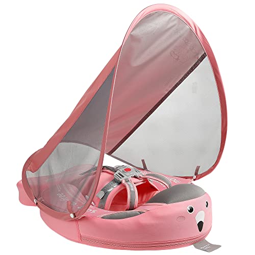 Mambobaby Float Baby Swim Float with Canopy, Non-Inflatable Solid Baby Float, Upgrade Soft Skin-Friendly Fabric Material I...
