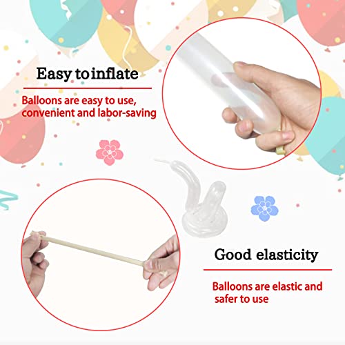 KAWKALSH 260 Clear Long Balloons for Animals, Thickening Skinny Latex Twisting for Arch Modeling Magic Clown Birthday Wedd...