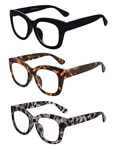 AMOMOMA Retro Oversized Reading Glasses for Women Blue Light Blocking Computer Readers Spring hinge AM6003