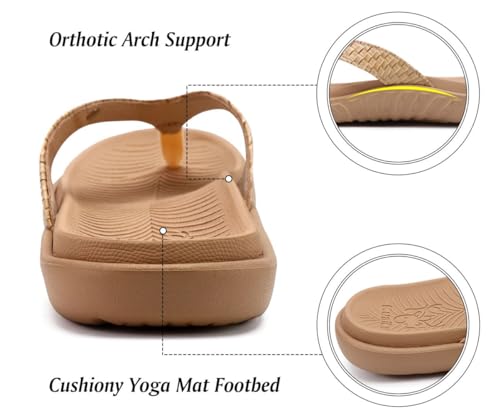 KuaiLu Womens Flip Flops Ladies Yoga Mat Comfortable Walking Thong Sandals With Plantar Fasciitis Arch Support Slip On Ind...