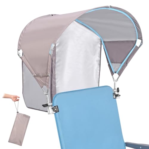 Universal Chair Umbrella Canopy, UPF 50+ Sun Shade with Adjustable Clamp, Fits Most Brands’ Beach, Camping, Lawn, Tanning,...