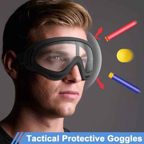 POKONBOY 4 Pack Protective Goggles Safety Glasses Eyewear Compatible with Nerf Guns for Kids Teens Game Battle