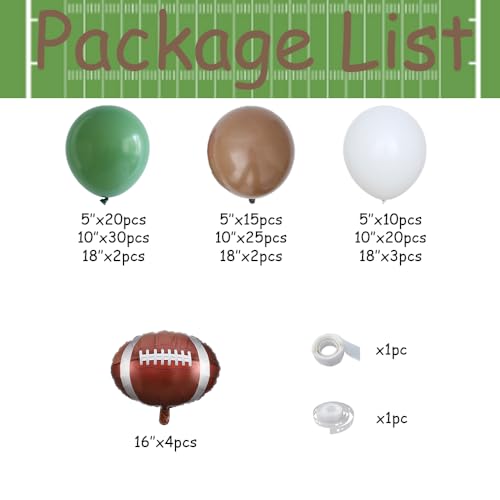 Football Balloon Garland Arch Kit 131Pcs Sage Green and Coffee Brown Balloons with Football Foil Balloon for Touch Down Ru...