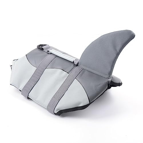 Hifrenchies Dog Life Jacket Shark Swimming Vest Dog Safety Swimsuit Floatation Life Vest for French Bulldog/Pug(M,Shark)