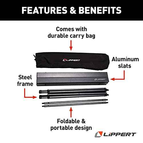 Lippert HD Hybrid Foldable Camp Table with Carry Bag White 27 1/2¡± x 27 1/2¡± x 27 1/2" (H x W x D),Hammer Grey