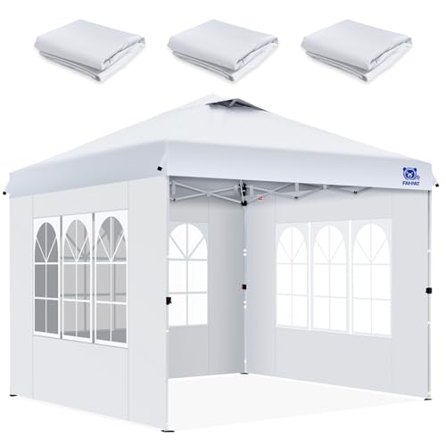 FANPAT 3Pcs Instant Canopy Tent Sidewalls for 10x10 Pop-Up Canopy, Garden Gazebo, 210D Oxford Fabric Waterproof, White (3P...