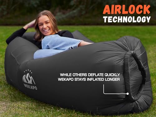 WEKAPO Inflatable Couch Air Lounger Chair - Camping & Beach Accessories, Portable Blow up Sofa for Hiking, Lawn, Indoor/Ou...