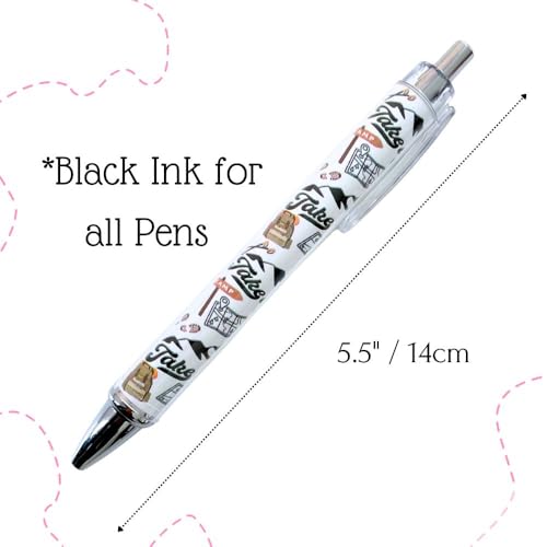 Camping Pens 7PC – Cool Vintage Camper Black Ballpoint Aesthetic Outdoor Activities Fun Writing Tools Men Women Students P...